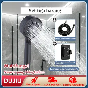 DUJIU Set Shower 3 in 1 Hitam Matte Multifungsi ABS Hemat Air 5 Mode Aliran Anti Karat Mudah Pasang Kamar Mandi Estetik