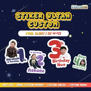 [Isi 42Pcs] Stiker Ulang Tahun Anak Custom / Custom Stiker Ultah Anak / Sticker Custom Ultah