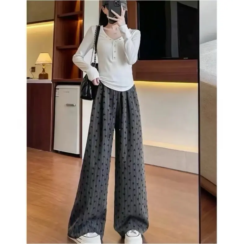 Quần Suông Hè Hoạ Tiết Nơ Trendy Tôn Dáng Thoải Mái, Quần Suông Ống Rộng Phong Cách Hoạ Tiết Nơ Hottrend