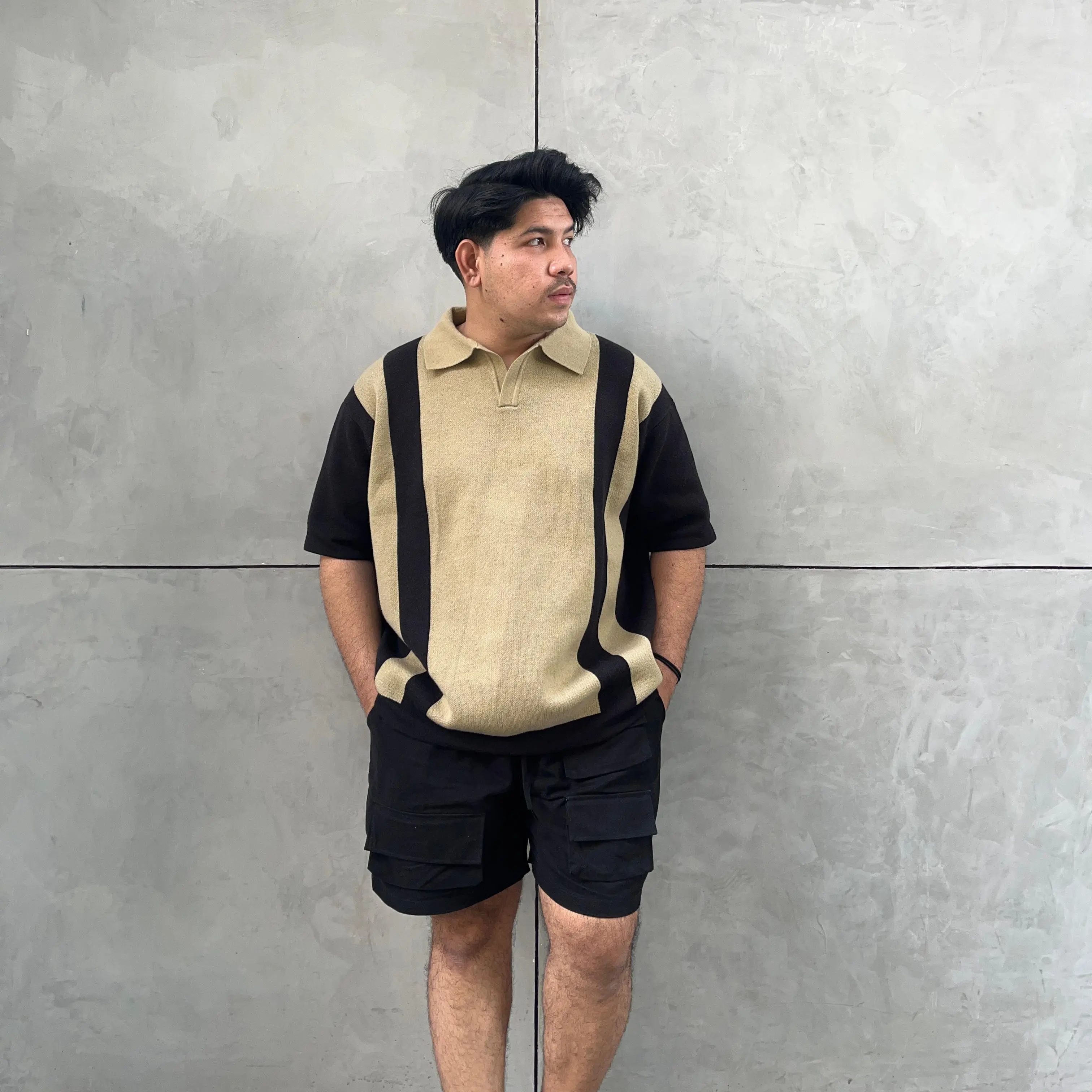 Amba - Stripe Polo knit - Bigsize - Knit Bigsize
