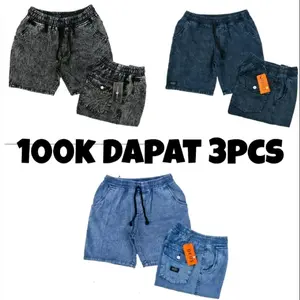 CELANA PENDEK PRIA 100 RIBU DAPAT 3 CELANA PENDEK SOBEK PRIA WISKER JEANS PENDEK SOBEK PRIA PREMIUM DISTRO CELANA PENDEK Biru Hitam Katun