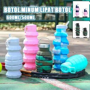 botol minum lipat botol/minum lipat silikon/tempat minum silikon botol/minum portable foldable bottle/silicone collapsible bottle/Botol air lipat portabel Botol/Air Minum Lipat Portable/Bahan Silikon Ukuran/500ml-600ml Dirancang untuk olahraga
