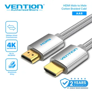 Vention HDMI Male To HDMI Male Cotton Braided Cable 4K