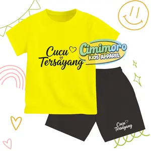 Cimimoro Setelan Anak Cowok Cewek Celana Hitam Gambar Cucu Tersayang