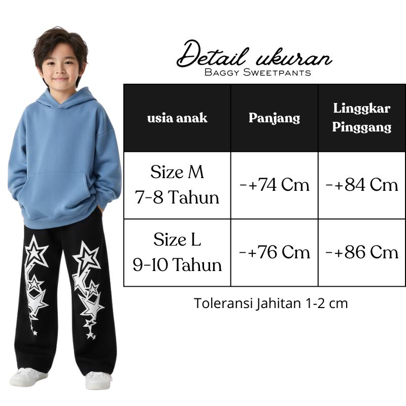 Celana Baggypants Anak Skena Rock Star Bintang Motif Unik Terbaru Usia 7-12 Tahun Kualitas Murah Berkualitas Baggy Panjang