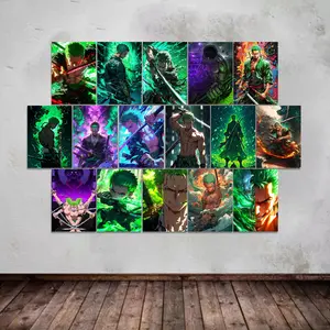 Dekorasi Dinding Poster ZORO ONE PEACE Ukuran A5 A6 ( 1 Paket isi 16 Pcs ) Dekorasi Rumah Hiasan Dinding Kamar Cetak Foto Walldecor Kertas