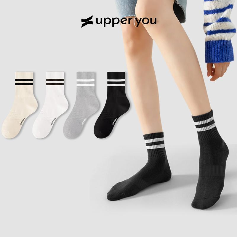 Tất Vớ Nam Nữ Cổ Trung UPPER YOU Cotton Tự Nhiên Êm Ái Dày Dặn Thoáng Khí Khử Mùi - BSF3004
