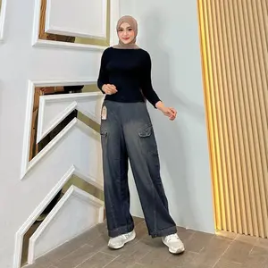 Ciharu Celana Jeans Fashion Muslim Wanita Kekinian