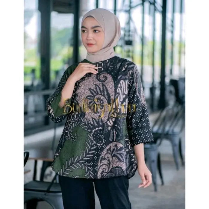 Bisa COD - Baju Batik Wanita Anak Remaja Dewasa Pakaian Atasan Blus Kerja Modern Baju Batik Wanita Terbaru Terlaris Cewek 4