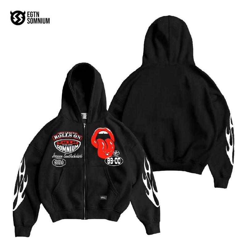 Hoodie Jaket Boxy Zipper Pocket Black Aura EGTN SOMNIUM Star Original / Jaket Boxy Double Zipper Full Tag & Label Pria&Wanita terbaru 0