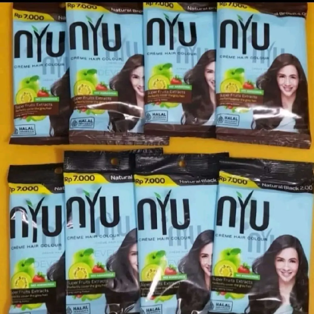 Nyu Creme Hair Colour / Pewarna Rambut Cat - Tahan Lama dan Tidak Mudah Pudar - Brown / Black