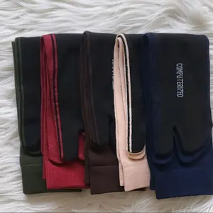 12 pasang / 1 lusin kaos kaki jempol nilon polos telapak hitam wanita muslimah dewasa Panjang