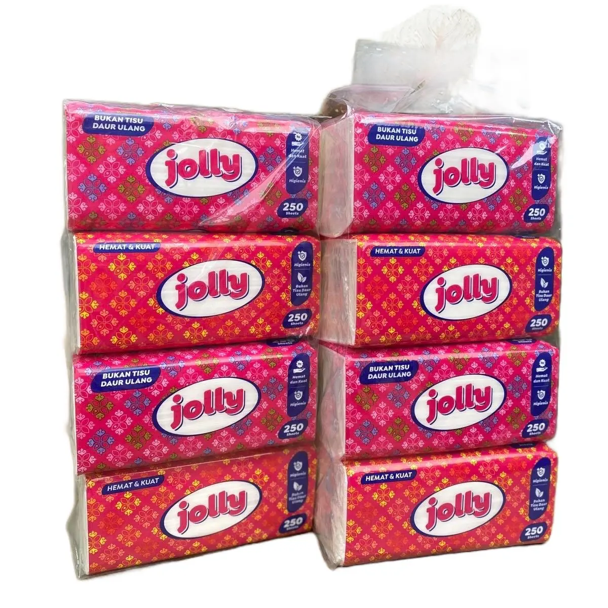 (8 PCS) TISSUE JOLLY 250 SHEET LEBIH KUAT & TEBAL 2 PLY/DOUBLE TISSUE PER LEMBAR