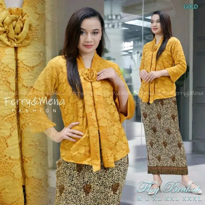 Atasan Kebaya Brokat Modern Floy Kartini Lengan 7/8 Baju Kondangan Simpel Elegan 4