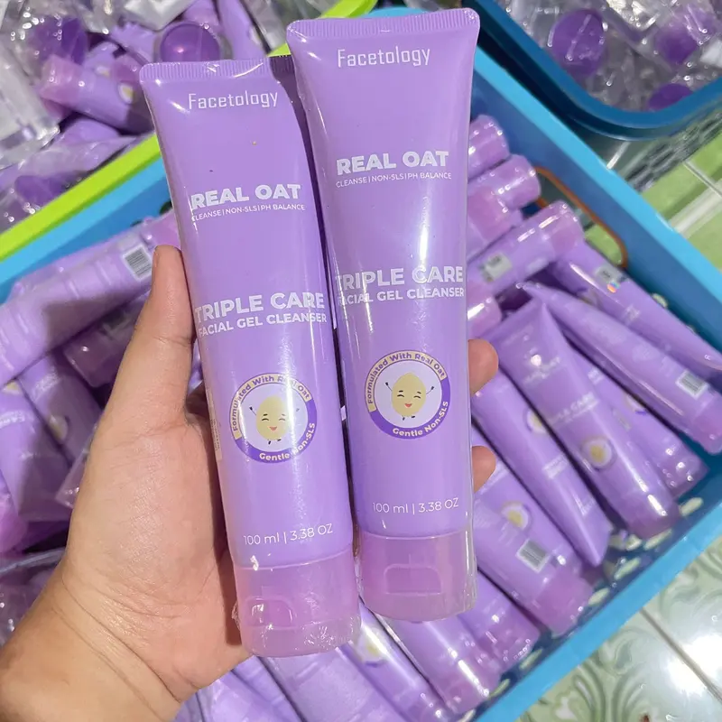 FACETOLOGY Facial Gel Cleanser Real Oat & Acne Calm - Sabun Cuci Muka 1