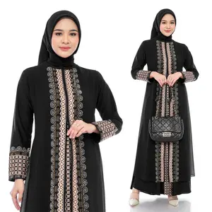 Comera - Abaya Afiyah Gamis Turkey Hitam Jersey Ceruti Bordir Payet Mewah Dress Lebaran Pesta 297