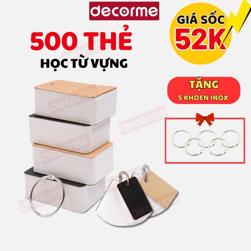 Combo 500 thẻ học từ vựng Decorme flashcard 100 thẻ loại dày đẹp hỗ trợ học tiếng Anh tiếng Trung Nhật Hàn Đồ Chơi Toy