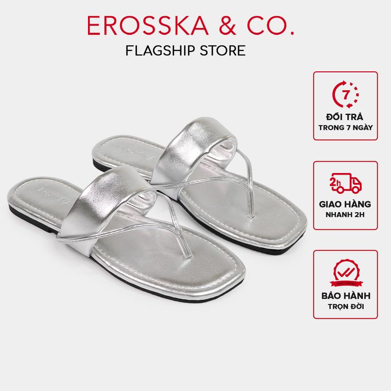 EROSSKA  - Dép nữ đế bằng xỏ ngón kết hợp quai ngang kiểu dáng đơn giản màu bạc - DE076