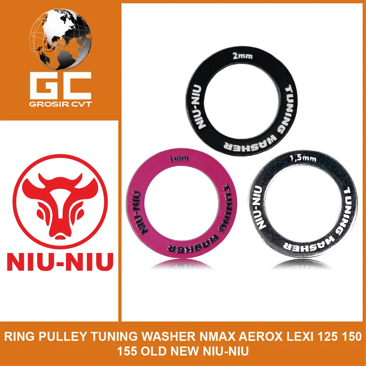 Niu Niu Ring Pulley Puli Rumah Roller Tuning Washer Nmax Aerox Lexi 125 150 155 Old New Connected Neo S 1mm 1,5mm 2mm