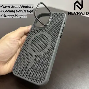 NEVRA Cooling Mesh Lens Stand Case - Casing Jaring Anti Panas dengan Bracket Kamera MagSafe IPHONE 11 12 13 14 15 16 17 AIR PRO MAX