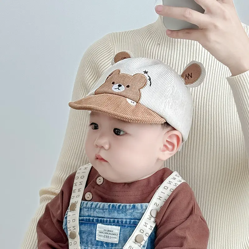 Mũ Bóng Chày Cho Em Bé Thiết Kế Hình Gấu Dễ Thương, Chất Liệu Cotton Thoáng Khí, Thích Hợp Cho Bé Trai Và Bé Gái Trẻ Sơ Sinh, Mũ Lưỡi Trai, Mềm Mại Và Thoải Mái, Mũ Chống Nắng Cho Trẻ Mới Biết Đi 1