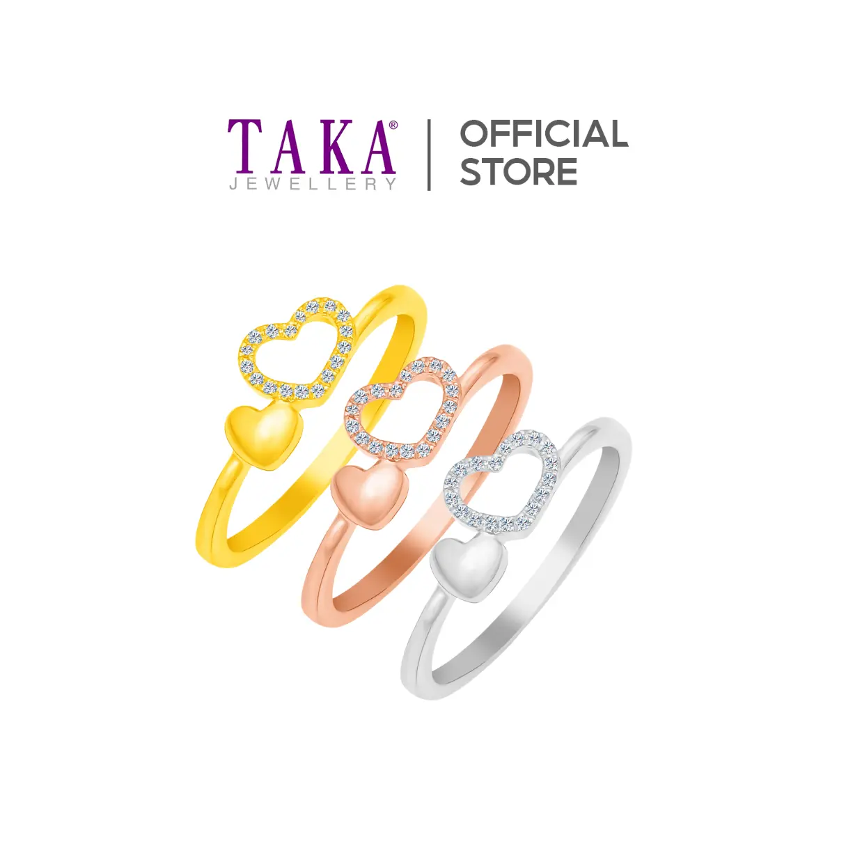 TAKA Jewellery Hearts Diamond Ring 9K