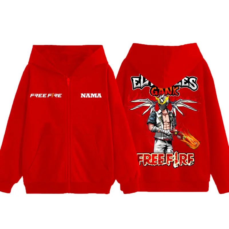 Jaket Zipper Free fireee FF freefire Anak laki laki 4-12 Tahun lucu - Hoodie epep cowok bahan tebal  Fashion kid 2