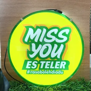 Neon Box Slim Akrilik Bulat Diameter 50 cm | 2 sisi / 1 sisi | Tebal 1,5 mm | Free Custom Desain |  Plang Nama Toko |Aman untuk Outdoor