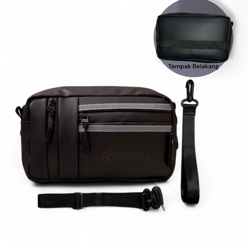 KODEIKU Clutchbag Luca Multifungsi Glow in The Dark Handbag Slingbag Selempang bercahaya Scotlight Reflektor Pria Waterproof Clutches clutch bag Waistbag Hitam cowok tas tangan keren 3
