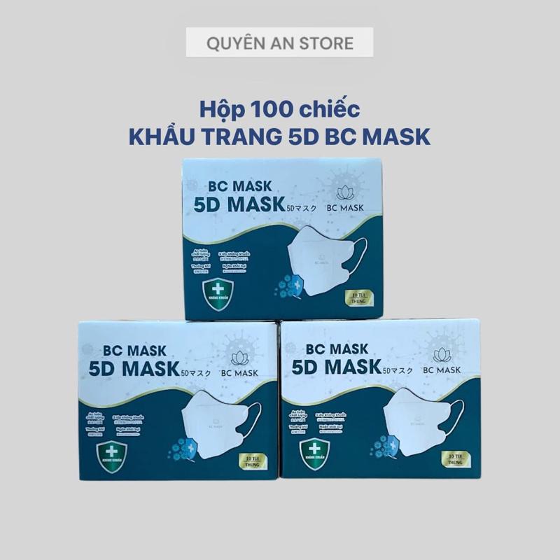 ￼Hộp 100 chiếc khẩu trang 5D BC mask Bảo Châu, 3 lớp kháng khuẩn, không mùi, ôm vừa mặt.