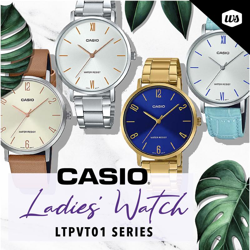 Casio Ladies Analog LTP-VT01 Series Stainless Steel Band / Leather ...