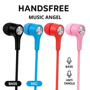 Music Angel Headset Handsfree Earphone HF Music Angel MP3 Macaron Stereo Earphone Warna Warni untuk Kualitas Suara Terbaik bagus murah