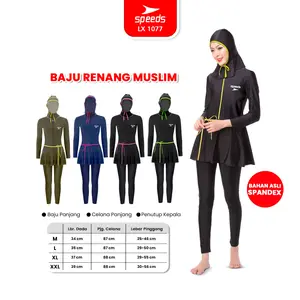 SPEEDS Baju Renang Wanita Swimwear Wanita Cewek Rok Perempuan Muslimah Setelan Swimwear Swim Suit Remaja M L XL XXL 1077