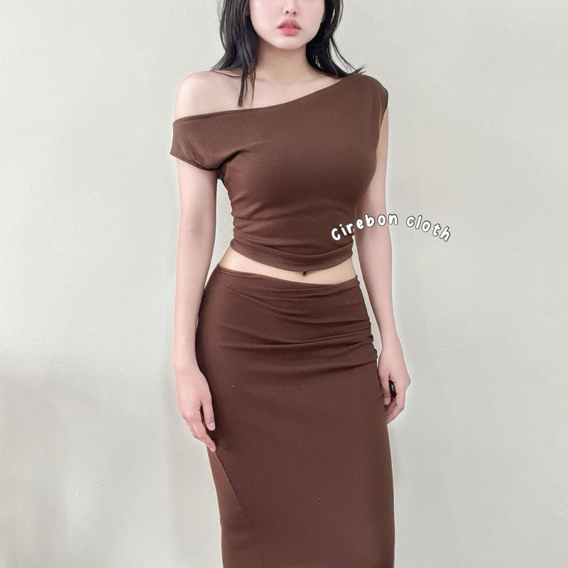 Cirebon Cloth - Nixie Top Off Shoulder / Sabrina Short Slevee / Atasan Wanita Crop Top / Baju Atasan Wanita Sabrin Panjang Pendek 1