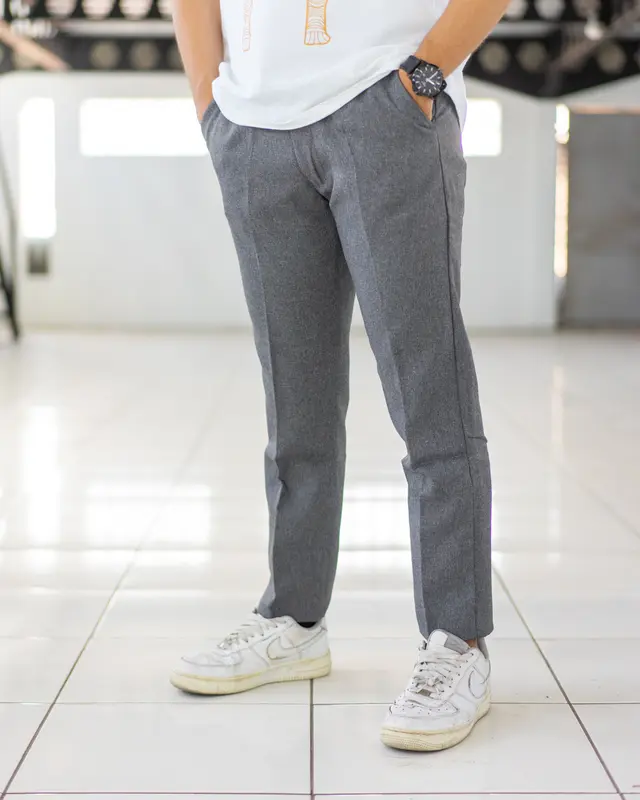 Celana Formal Pria Terbaru Elegant Terlaris Best Seller Panjang Nyaman - Bahan Semi Wol Premium - Abu, Dark 2