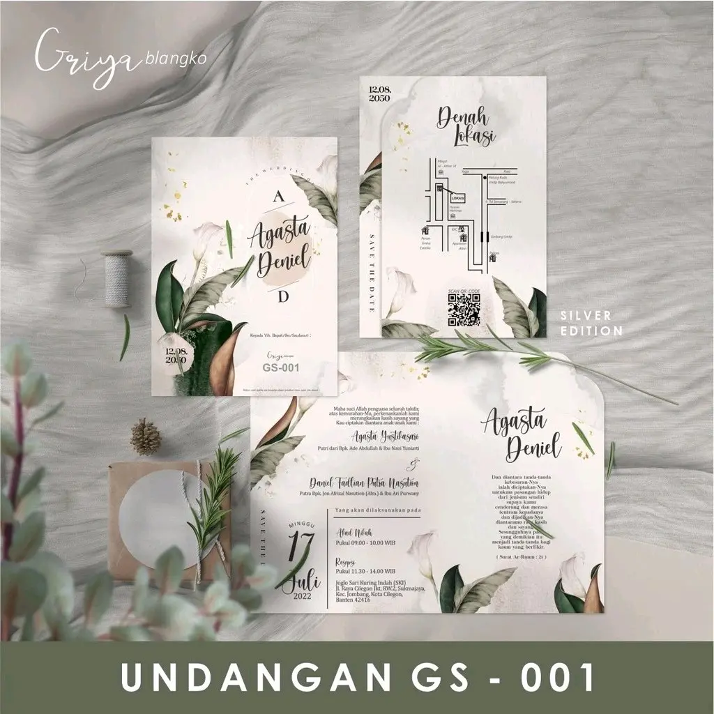 Undangan Pernikahan Cetak (Griya Silver 001) - Cards