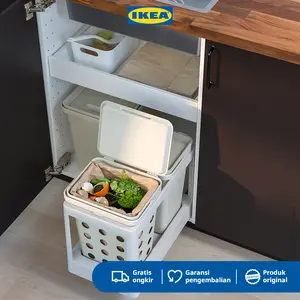 IKEA HALLBAR Tempat Sampah Dengan Tutup Untuk Limbah Organik 10L Plastik