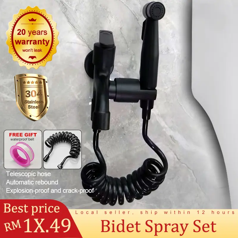 BOOMBANG Bidet Spray Set With Faucet Stainless Steel High Pressure Toilet Bidet Water Sprayer With Flexible Hose Set For Toilet Bathroom