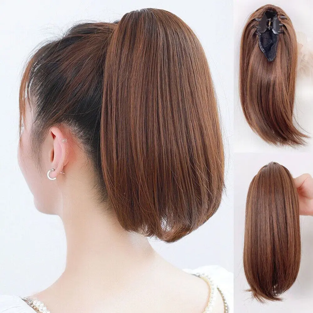 Kẹp Tóc Đuôi Ngựa Tự Nhiên Đẹp, Tóc Giả, Kẹp Tóc Càng Cua, Nối Dài Tóc Đuôi Ngựa, Tóc Đuôi Ngựa Ngắn Thẳng