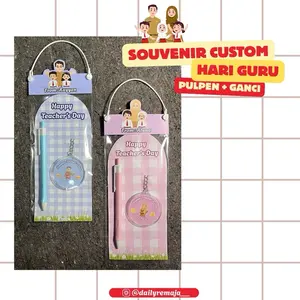 Souvenir custom hari guru || pulpen + gantungan kunci custom