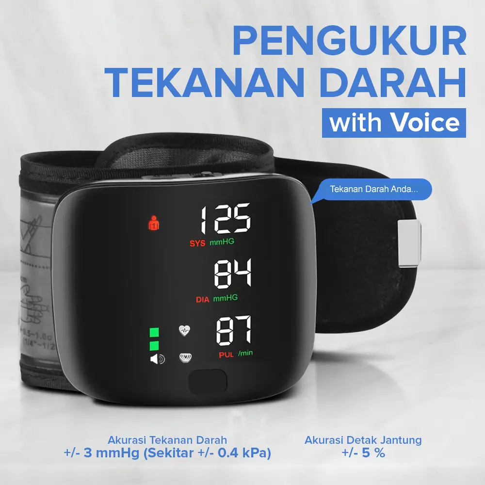 alat tensi tekanan darah Digital Pergelangan Bahasa English dg usb charging