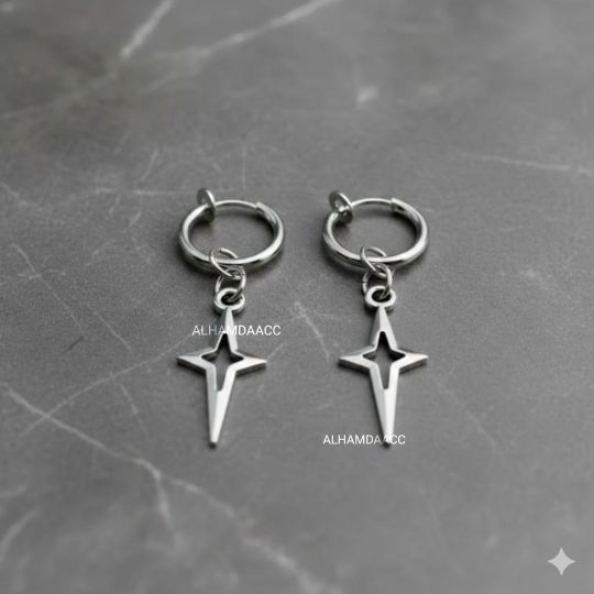 ANTING JEPIT (PER) TANPA TINDIK LIONTIN BINTANG Y2K PRIA DAN WANITA TITANIUM ANTI KARAT Earrings