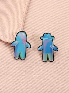 Set de 2 Piezas de Pins de Esmalte de SpongeBob SquarePants Transparentes Iridescentes, Broches de Aleación Lindos de Gradiente Estilo Soñador para Mochila, Accesorios de Joyería de Moda, Regalos para Amigos