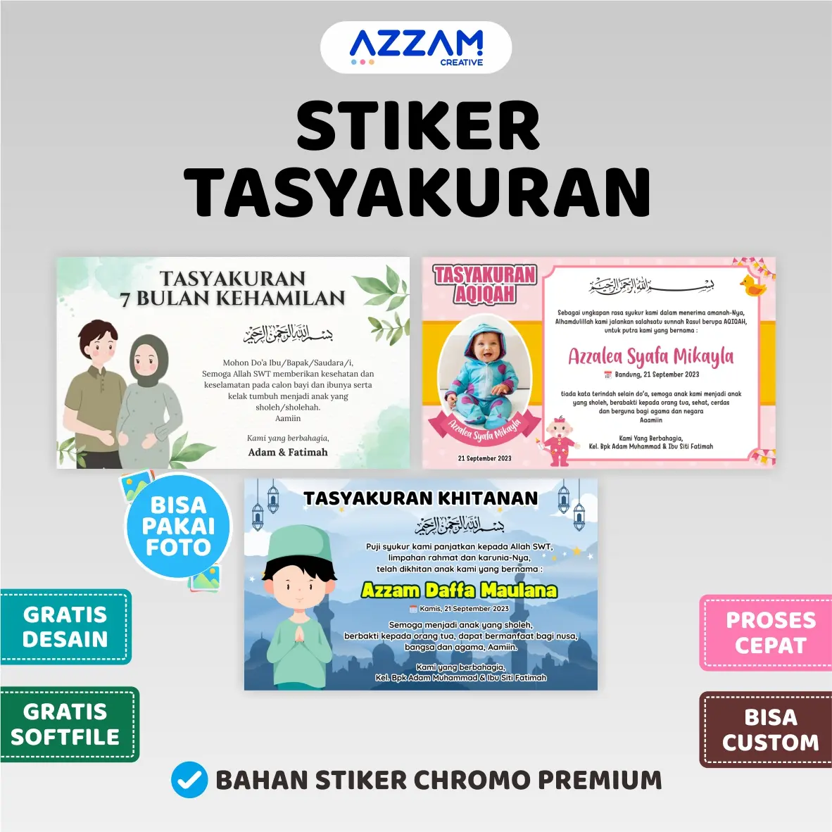 STIKER TASYAKURAN KARTU TASYAKURAN KHITAN TASYAKURAN KEHAMILAN TASYAKURAN AQIQAH