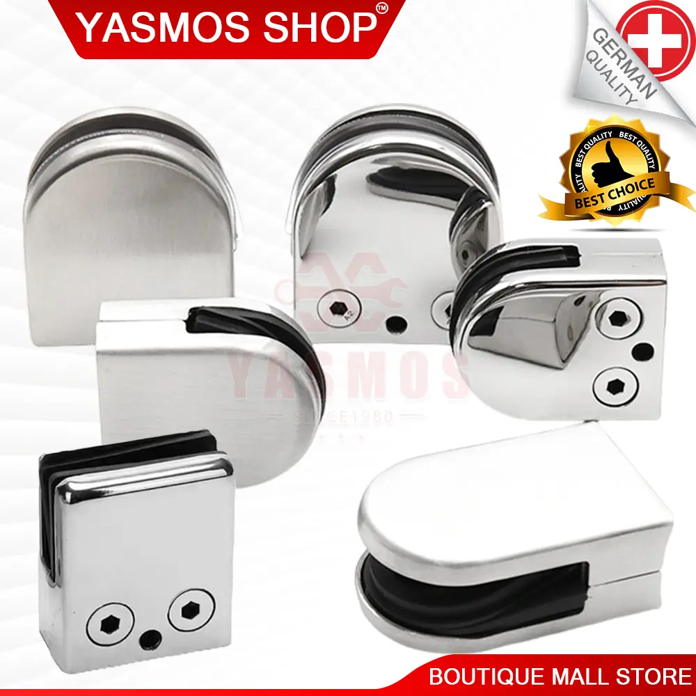 Yasmos 304 Stainless Glass Holder Clamp (Price 1pcs)(Curve-Flat)Fish Mouth Glass Clamp Furniture Fixture Hardware Clamp Clip