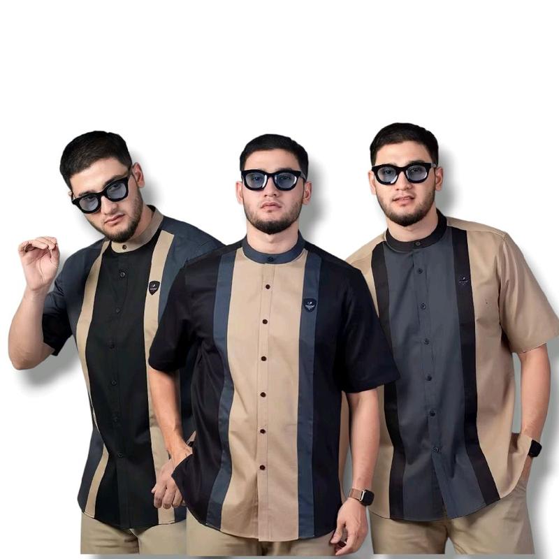 Baju koko kurta couple nuaiman ayah anak lengan pendek  terlaris Best seller sarimbit kombinas tiga warna hitam abu coksu noaiman 1