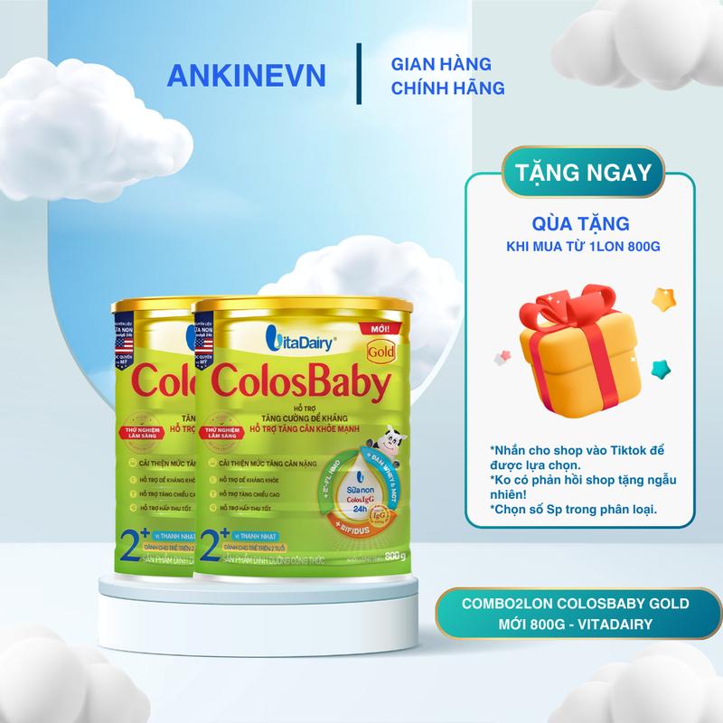 Vitadairy - COMBO2LON GOLD MỚI Sữa bột bổ sung sữa non Colosbaby Gold MớI lon 800g - Vị thanh nhạt cho bé. sữa colosbaby