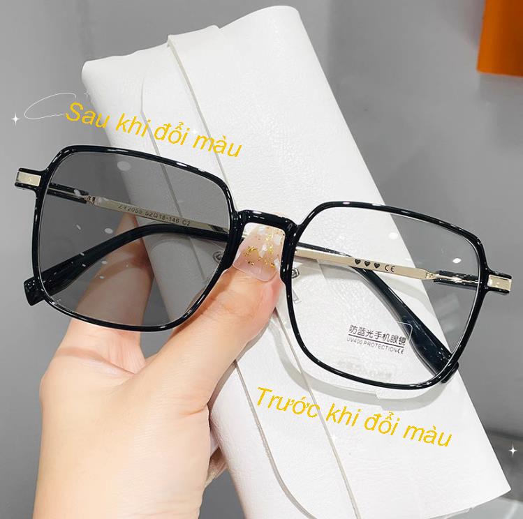 Kính Đổi Màu Chống Ánh Sáng Xanh Phong Cách Dành Cho Nữ Gọng Lớn Giá Trị Cao Mỏng Thuần Chay Nhạy Cảm Với Ánh Sáng Kính Râm Thời Trang Women Chống Nắng Kính Mắt Voi