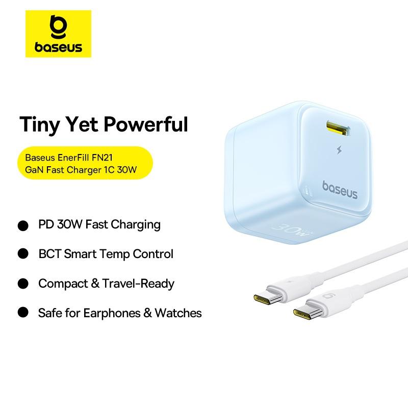 COD Combo Củ Sạc Nhanh Baseus GaN 30W FN21 Kèm Dây Type-C PD 30W, Kiểm Soát…
