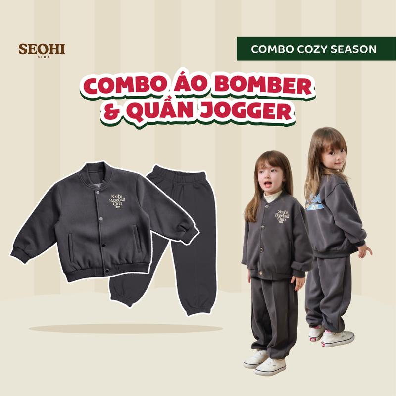 Combo Áo nỉ bomber + Quần jogger SEOHI họa tiết Gấu - Thỏ dành cho trẻ em đủ size 13-36kg mã CBN06